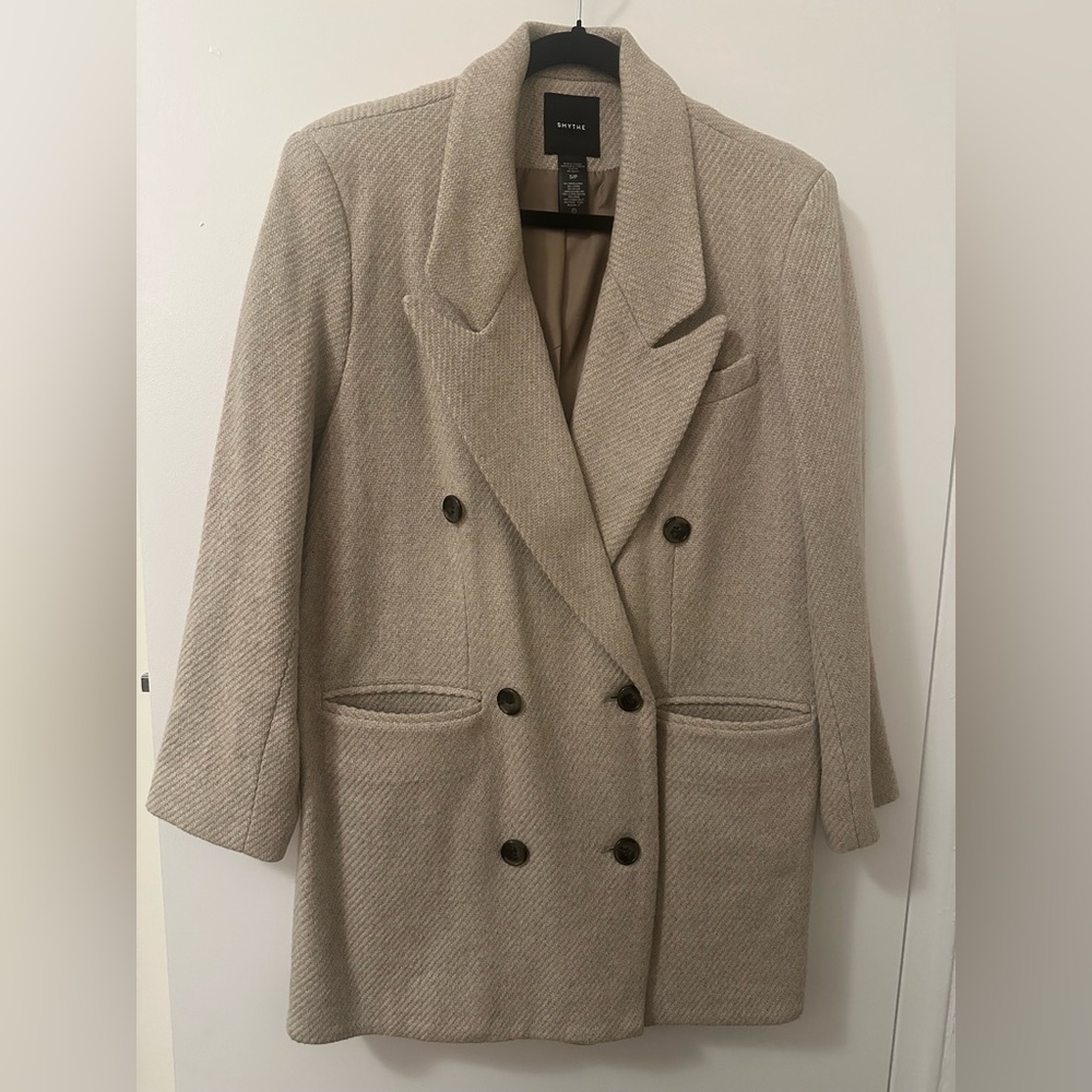 Smythe DB Car Coat, Latte, sz Small - Picture 3 of 4